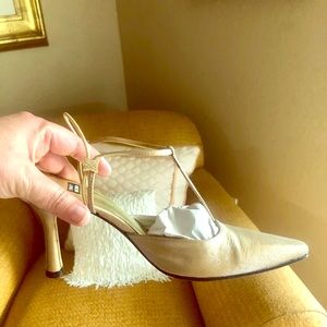 Stuart Weitzman Gold Matte Lame Pumps - Size 8